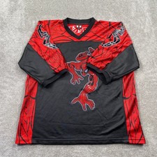 Spider Man Hockey Jersey Mens XL Black Red Graphic Long Sleeve V Neck
