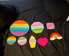Rainbow Pop It Tactile Sensory Fidget Toy Bundle, Assorted Shapes