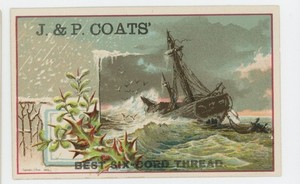 Mr Fancy Cancel J & P Coats Best Six Cord Thread Vintage Ad Card #2063