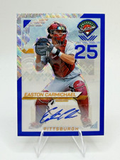 Easton Carmichael Auto 2025 Panini Prospect Edition Blue Wave Prizm /75 Pirates