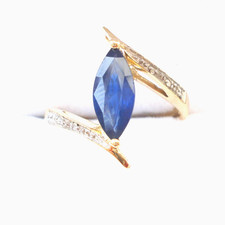 Certified 1.11ct  Natural Burmese Sapphire & Diamond Yellow Gold Ring