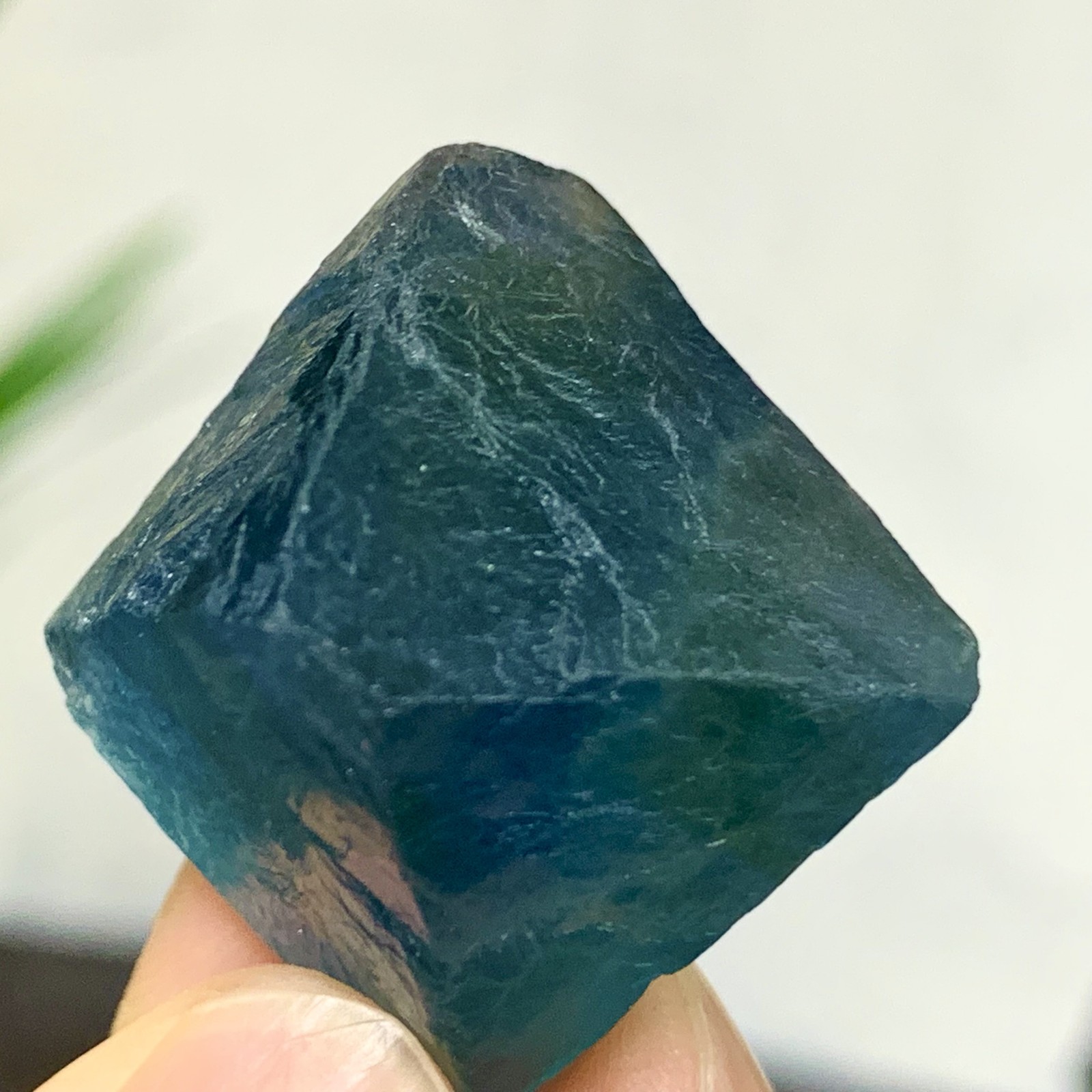 Natural 26G Blue Green Fluorite Octahedron Crystal for Healing & Energy