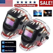 2PCS True color Solar Auto Darkening Welding Helmet Arc Tig Mig Grinding Hood