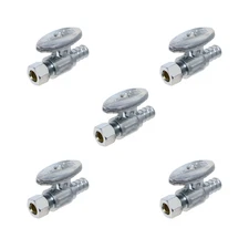5 Pack  XFITTING 1/2" PEX-B x 3/8" OD Compression Straight Stop Valve, Lead Free