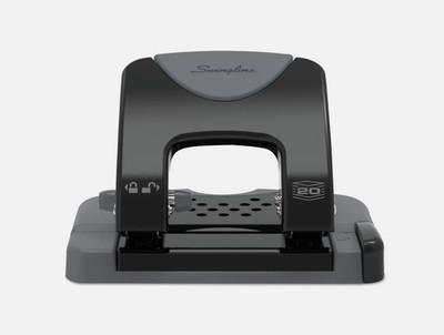 Swingline 74135 SmartTouch 9/32'' Holes 20-Sheet 2-Hole Punch - Black/Gray New
