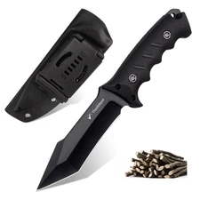 Tanto Camping Knife for Men, D2 Steel Fixed Blade Tactical Survival Knife wit...