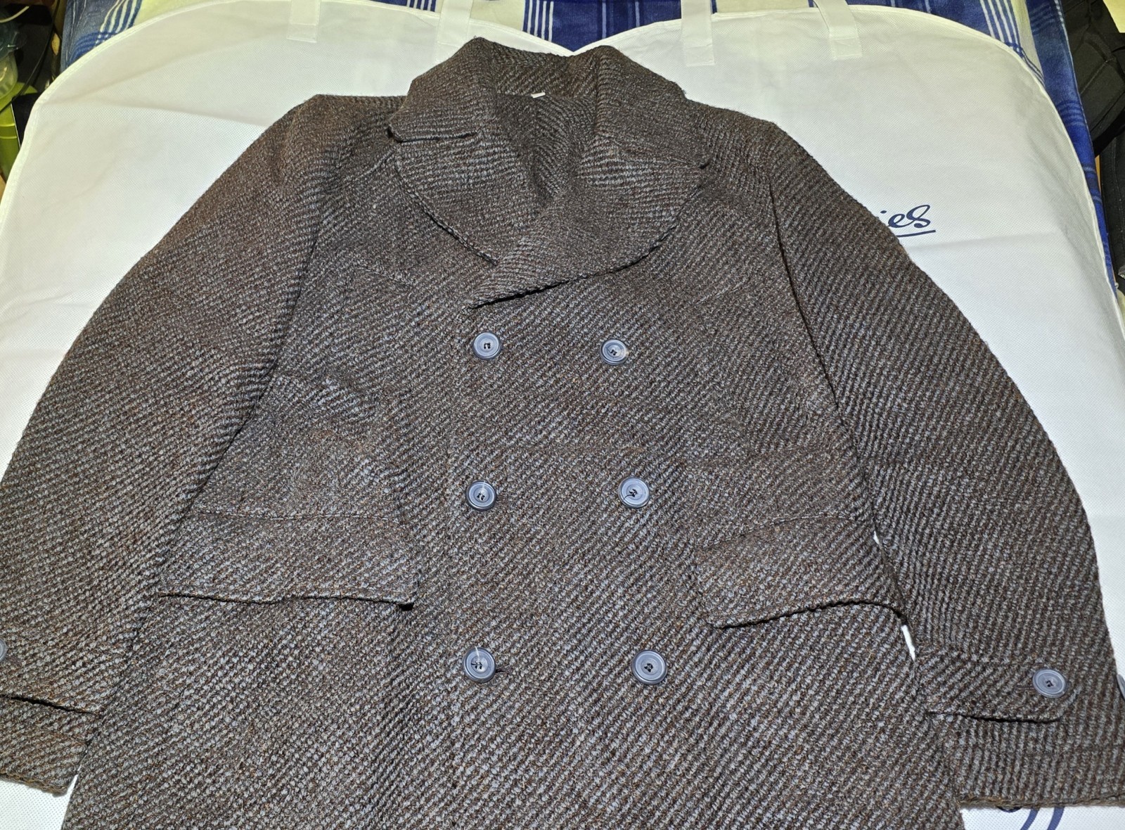Hardy Amies Pea Coat, Winter Coat Jacket Men's Size L - Large image 5
