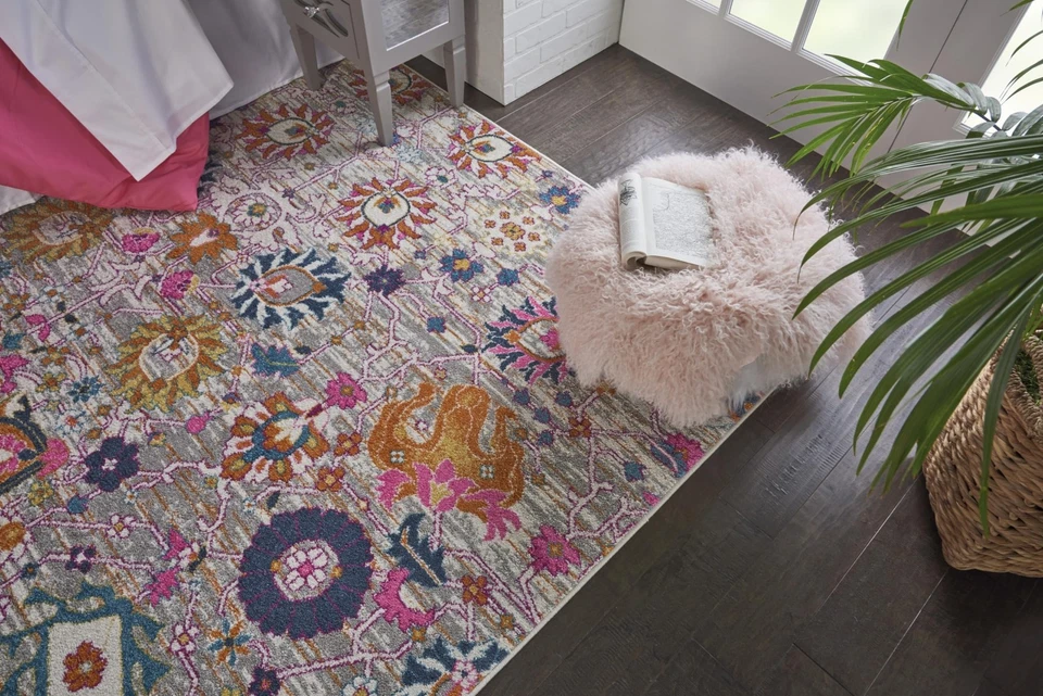 Alfombra Nourison Passion Silver 6'7" x 9'6" Área, Boho, Marroquí, Dormitorio, Livi... Foto 3 de 4