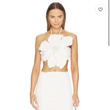 Stunning  designer Patbo  Hand Beaded Flower Top Size L