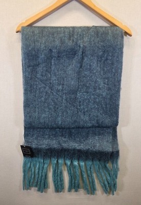 Elie Beaumont London Schal Damen Tonal Blau Weich Kuschelig Designer Tuch Halstuch