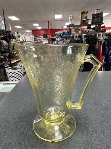 Hazel Atlas Florentine No.2 Depression Glass Pitcher- Yellow