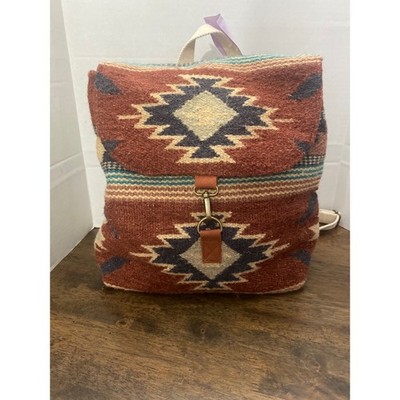 Panache Apparel Southwestern Wool Backpack Geometric Navajo Pattern Boho Rust