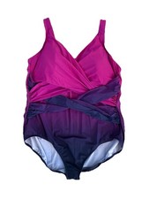 Lands' End Women's One Piece Swimsuit 24W Purple Pink