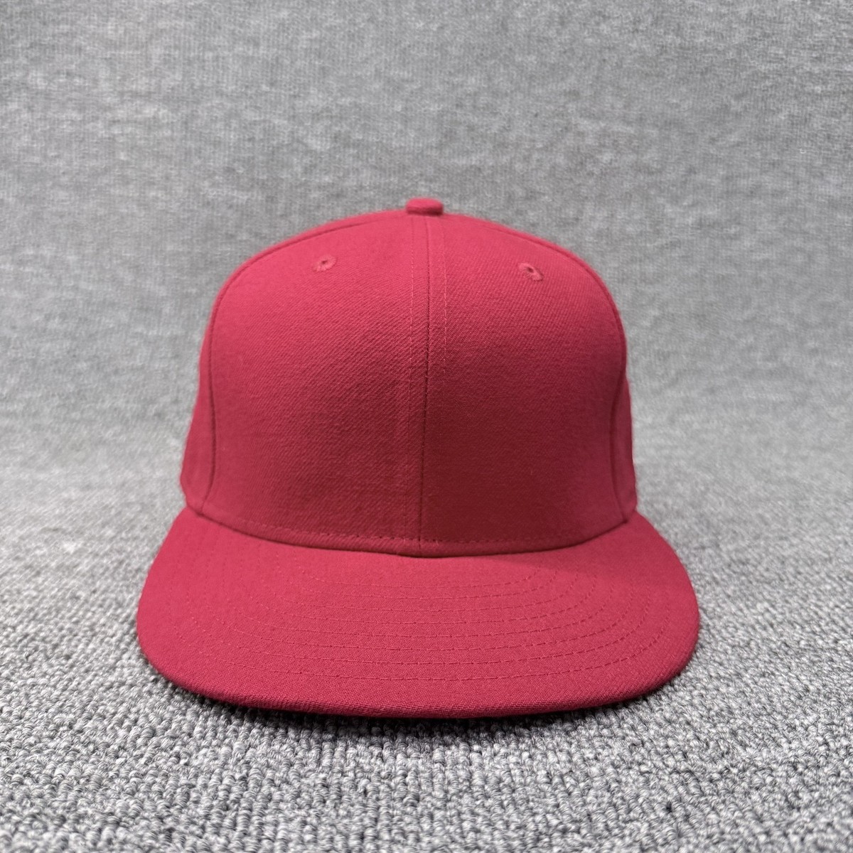 New Era 59FIFTY Blank Red Fitted Hat Plain Flat Brim Baseball Cap Size 6 7/8