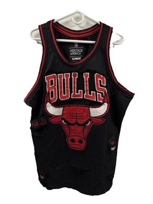 Heritage America Xxl UNK NBA Chicago Bulls Black Distressed Patch Jersey