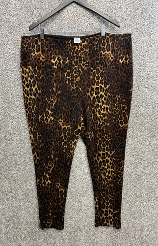 Iman Leopard Print Legging Brown/Black Zip Ankle Pull On Pants Women's Plus 3X