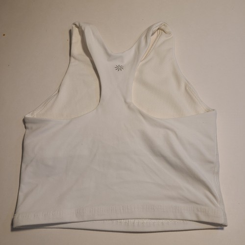 Athleta Girl Cropped Tight White Tank Top, Size S, 7 Built in Bra - Picture 2 of 6
