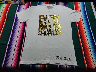 LMFAO Party Rock Clothing Gold Shiny Foil Print T-Shirt Size Large