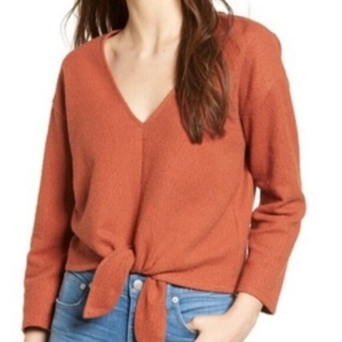 Madewell Texture & Thread Burnt Sienna Ribbed Tie Front Size S - 第 9/9 張圖片