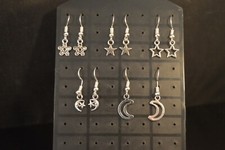5 PAIRS of Smaller Charm EARRINGS New STARS  MOON Jewelry USA SELLER  