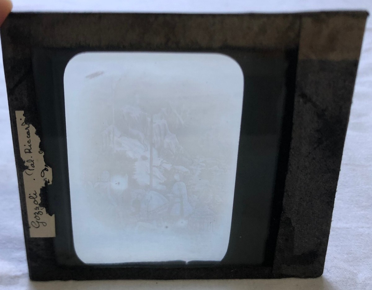 Lanterna magica Doppio vetro Antica slide Rarissima Gozzoli