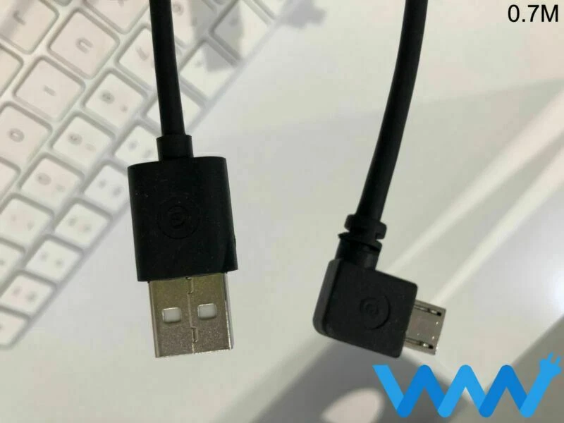 Micro USB Left Angled Male to USB A 2.0 20cm Cable Charging Data Lead - Image 3 of 3