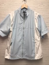 Adidas Golf Jacket Climashell Short Sleeve Wind Blue White Zip Size Large