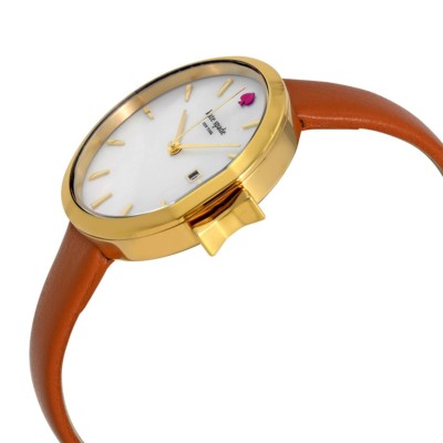 KATE SPADE PARK ROW WHITE MOP DIAL DATE LEATHER STRAP LADIES  display picture 1