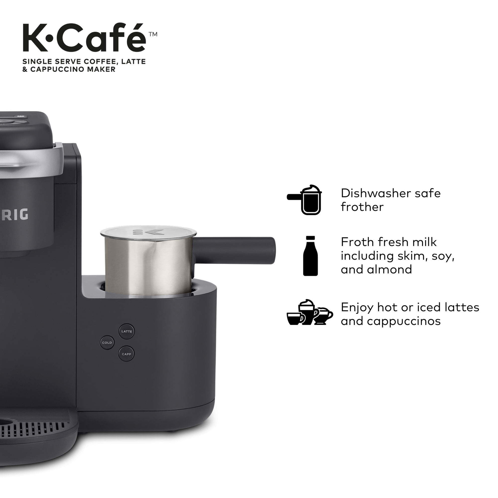 K-Cafe Single Serve K-Cup Coffee Maker, Latte Maker and Cappuccino Maker, Dark C