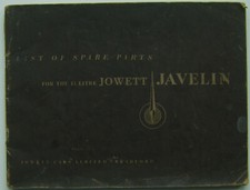 Jowett Javelin 1½ litre original Illustrated List of Spare Parts 1950