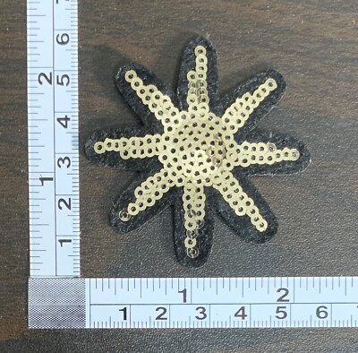 Gold Sequin Snowflake Embroidered Iron On Patch