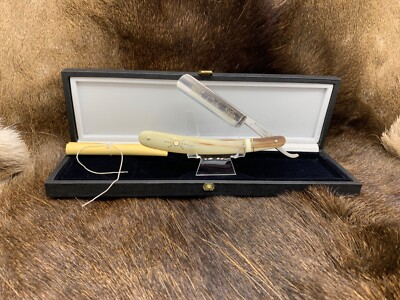 Custom Straight Razor Knife Solingen Germany Cebu Horn Exotic Inlay Gorgeous
