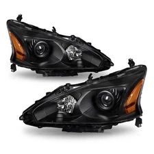 For 2013 2014 2015 Nissan Altima Sedan Halogen Projector Black Headlights Lamps
