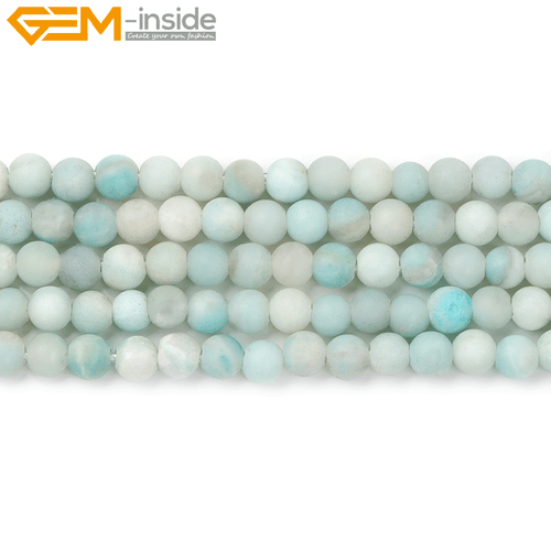 Big Hole Amazonite Beads 15" - Frosted Matte Blue Natural Stone Strand Making - Picture 13 of 23