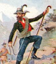 1880s-90s French Chocolat Poulain Mountaineer Dancers Soldier Lot Of 3 F158