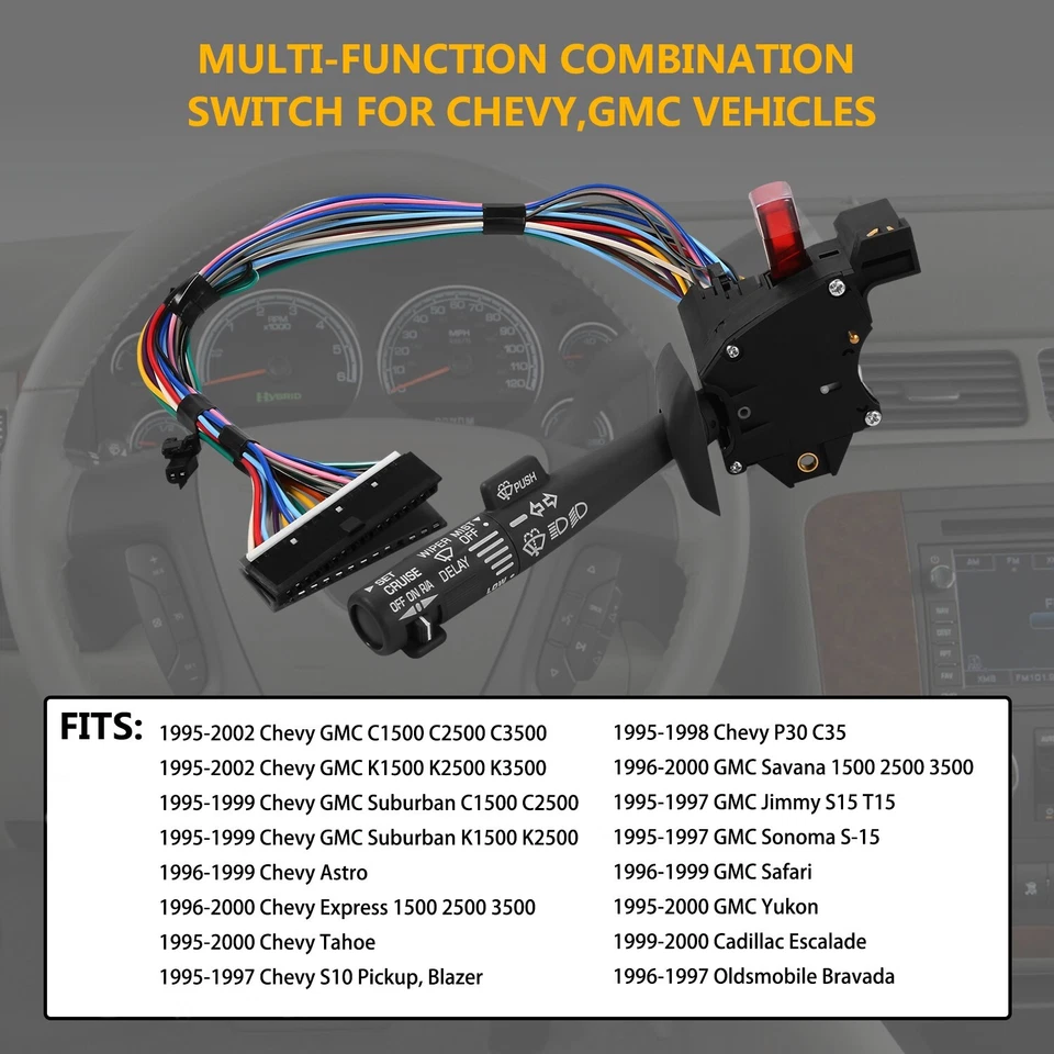 Turn Signal Windshield Wiper Hazard Cruise Switch for Chevy Tahoe S10 GMC C1500 - Image 3 of 4