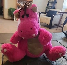 Vintage 1991 Fat Dragons Plush Pink Horned Dragon Stuffed Animal VTG 90s