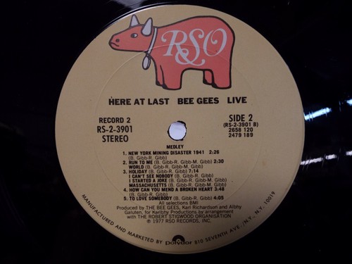 BEE GEES HERE AT LAST LIVE DISCO 2XLP VINYL ALBUM - Picture 8 of 8