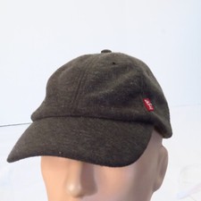 Vintage Levis Cotton/Poly Woven Gray Strapback Baseball Hat Casual Jeans Flannel