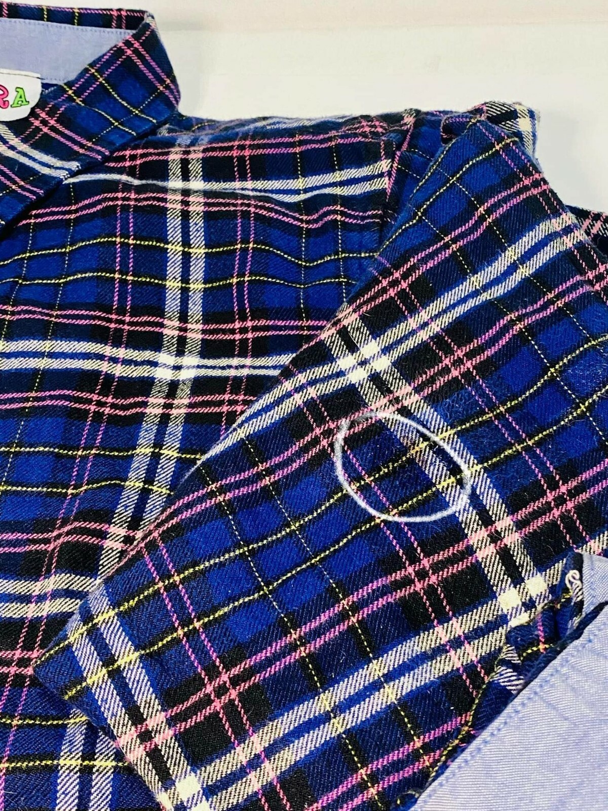 SAINT LAURENT Camicia donna Sojara a quadri con bottoni taglia 2 YSL con applicazioni sul retro fondo non rifinito