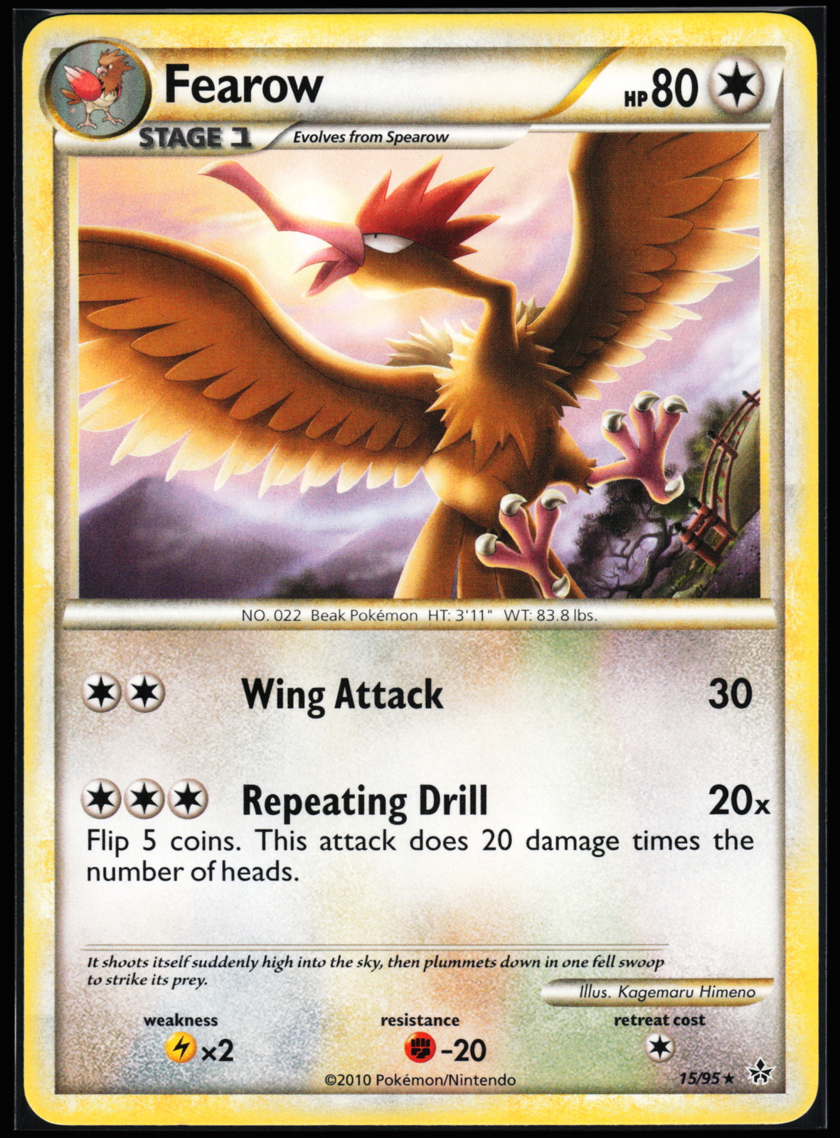 Pokemon Card - Fearow Unleashed 15/95 Rare