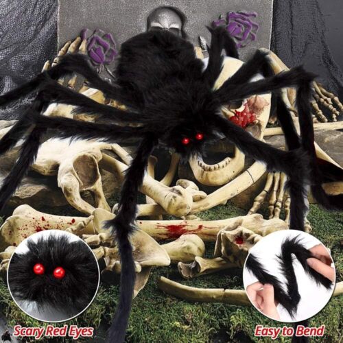 200" Halloween Spider Web + 59" Giant Spider Decorations Fake Spider - Picture 4 of 7