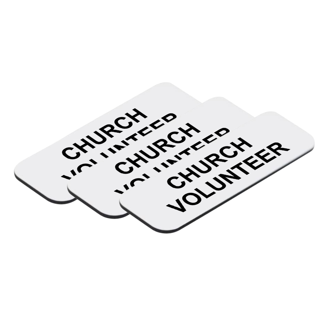 Church Volunteer Name Tags - 3 Pack, 1x3" Brushed Gold Rounded Corner Badges With Pin Fastener - View #8