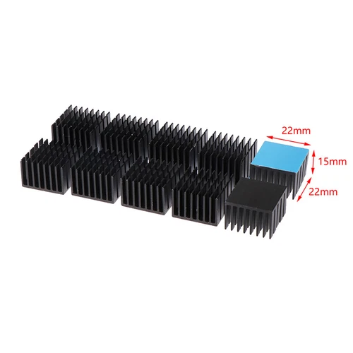 5Pcs Heatsink Radiator Cooler 22*22*15mm W/Thermal Tape For Electronic Chip IC