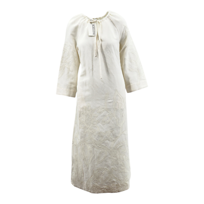 JAEGER Linen Rich Embroidered Tie Neck Midi Shift Dress Womens Ladies  RRP175.00 | eBay