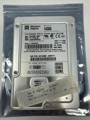 WESTERN DIGITAL AC14300-00RTT1 3.5 IDE HARD DRIVE 4311.9MB Tested And Working!