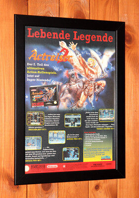 1993 ActRaiser 2 SNES Ubisoft Mini Vintage Werbeblatt Gerahmt Poster / Ad Framed