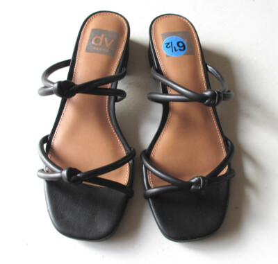 Dolce Vita Womens Black Strappy Wisteria Knotted Block Heel Slide Sandal  NEW