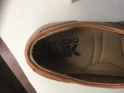 Studio INK~MEN\'S LEATHER/Canvas TEXTILE Two-Tone Brown Wingtip Shoes Size: 13 Studio INK~MEN main image 2