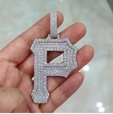 2Ct Round Cut Lab-Created Diamond Initial P Letter Pendant 14K White Gold Plated